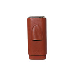 Charuteira De Couro Marrom Rígida Cigarol p/ 3 Charutos