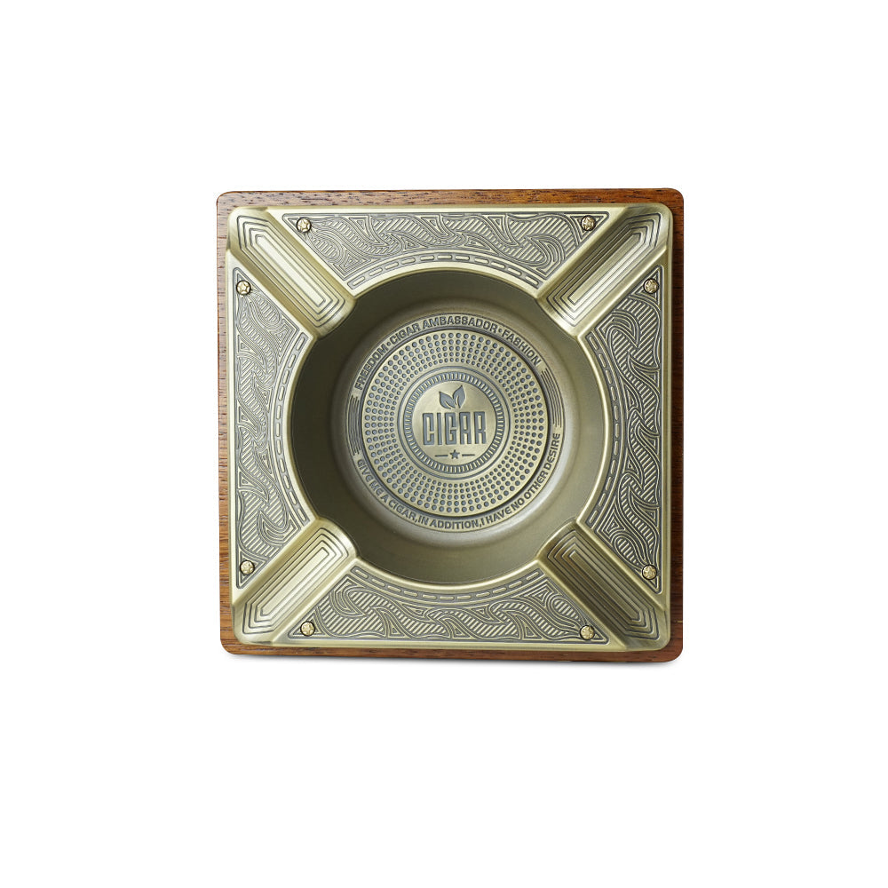 Cinzeiro p/ Charuto Hit Madeira e Metal HIT-CI-019 (Ouro Velho)