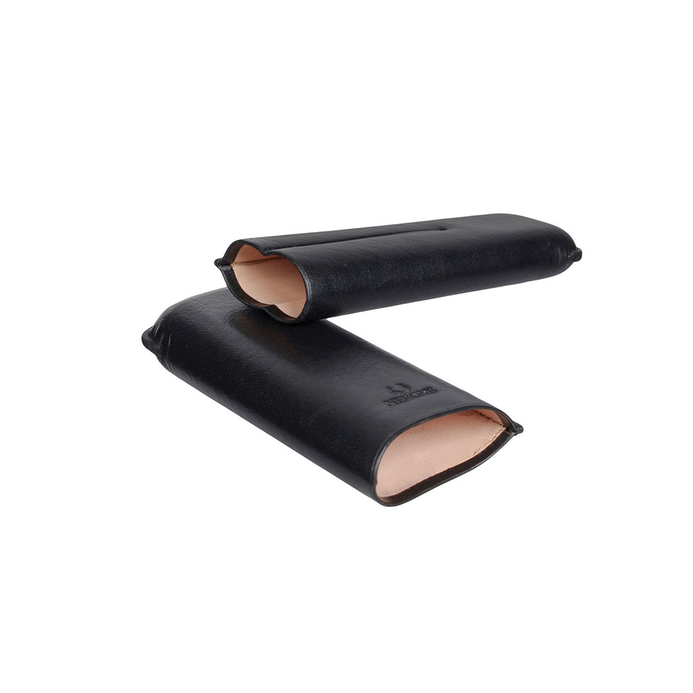 Charuteira De Couro Nerone Classy Black Saffiano p/ 2 Charutos