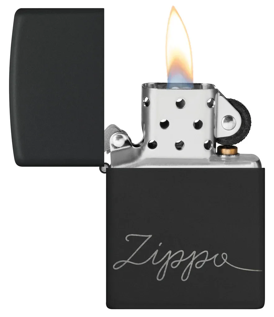 Isqueiro Zippo Black Matte Cursive Design (49766)