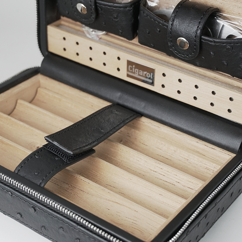 Porta Charutos em Couro Preto